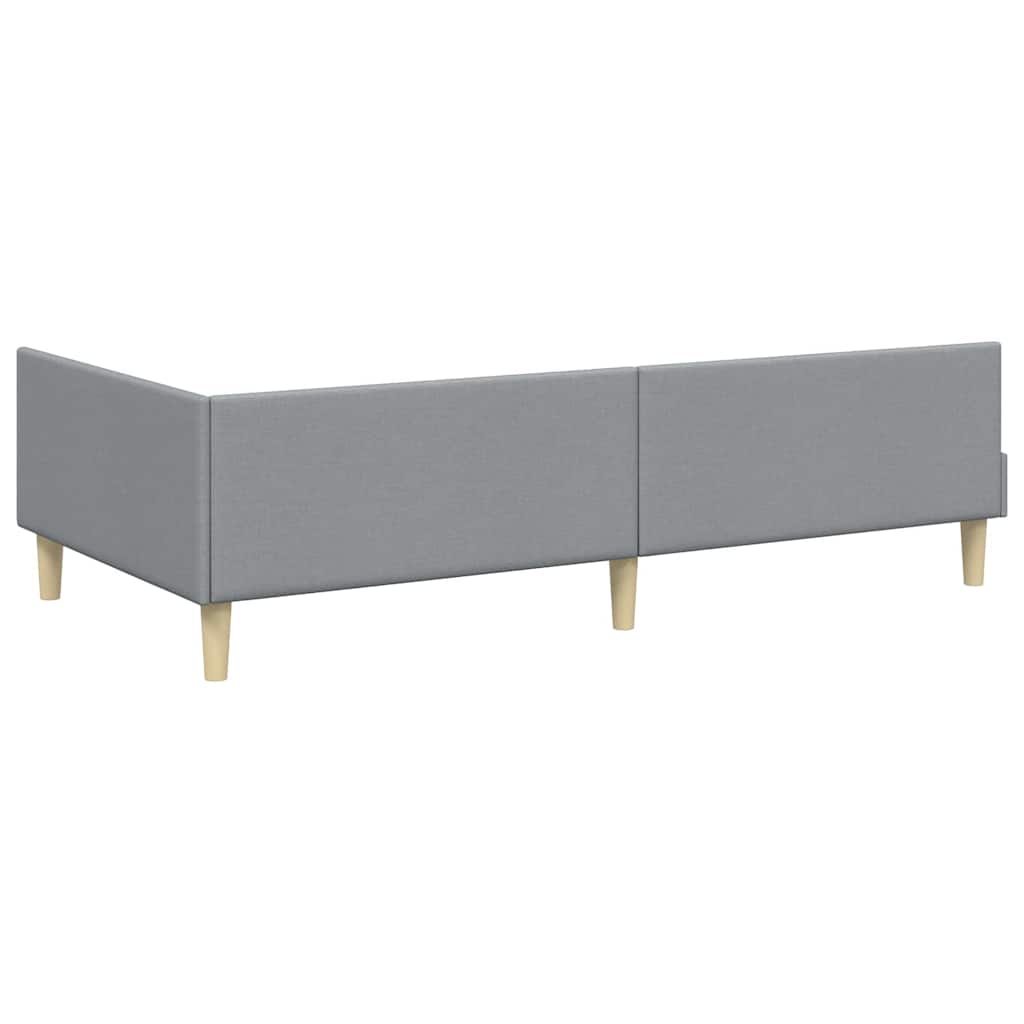 Kutni okvir kreveta Svijetlo siva 90 x 200 cm tkanina