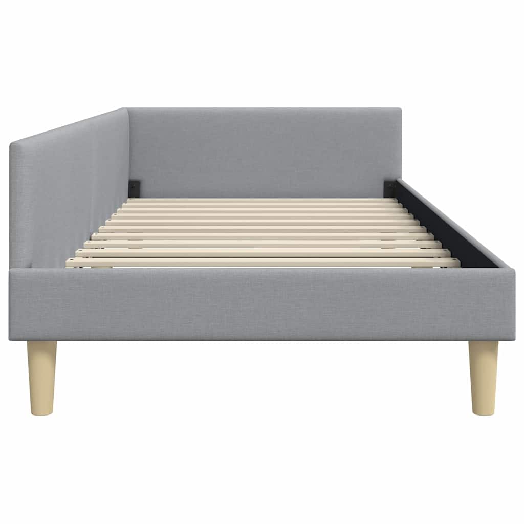 Kutni okvir kreveta Svijetlo siva 90 x 200 cm tkanina