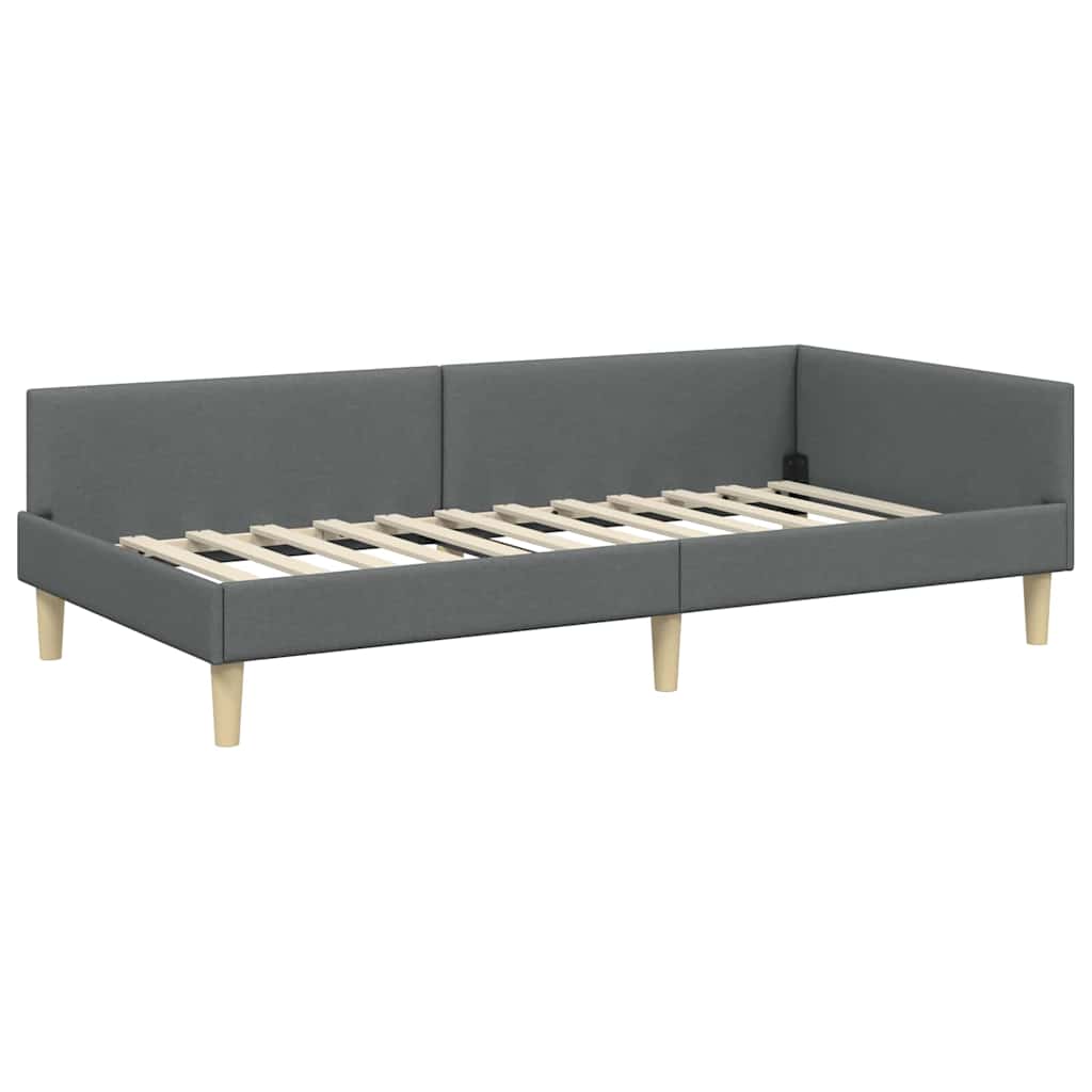 Kutni okvir kreveta Tamno siva 90 x 200 cm tkanina