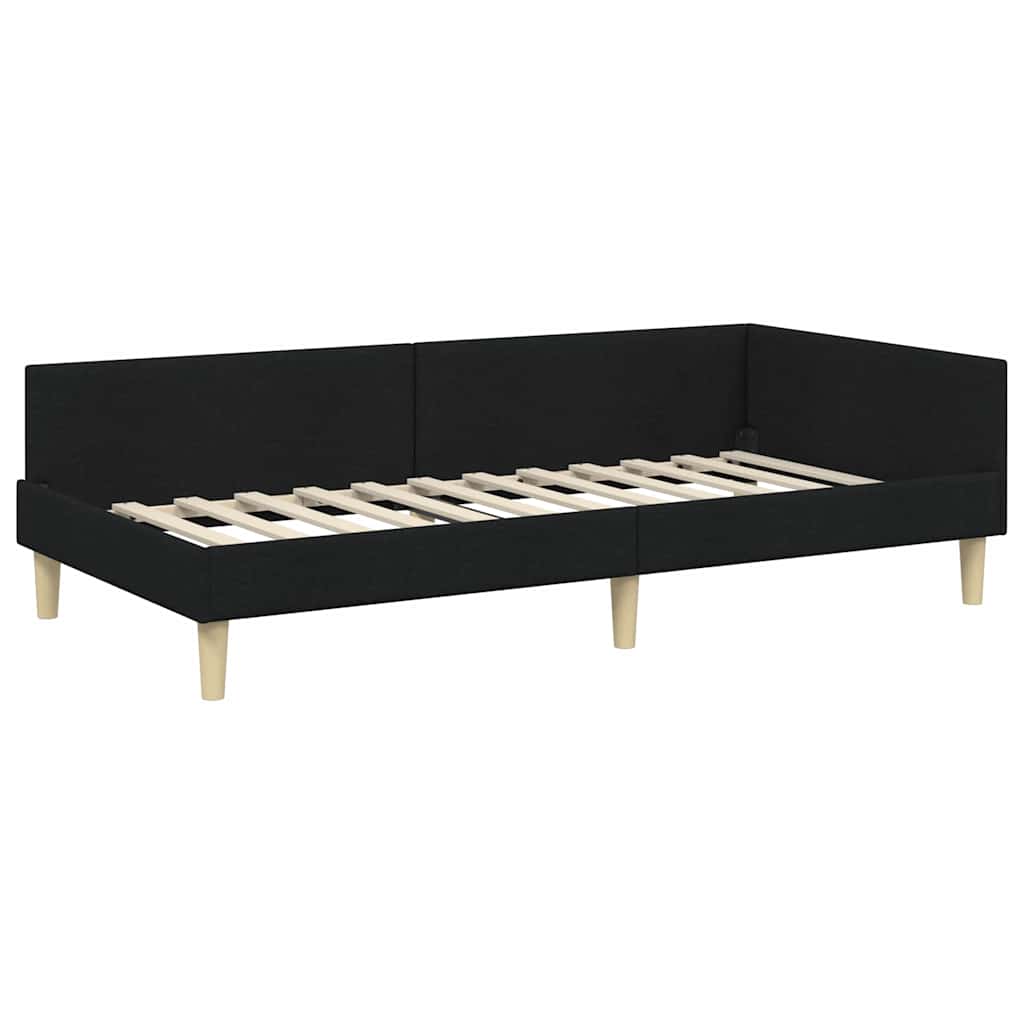 Kutni okvir kreveta Crna 90 x 200 cm tkanina