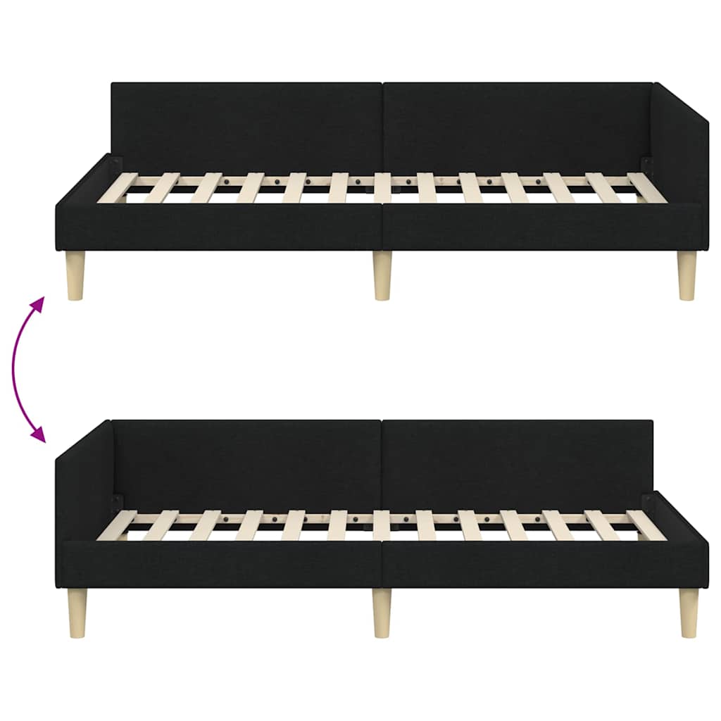 Kutni okvir kreveta Crna 90 x 200 cm tkanina