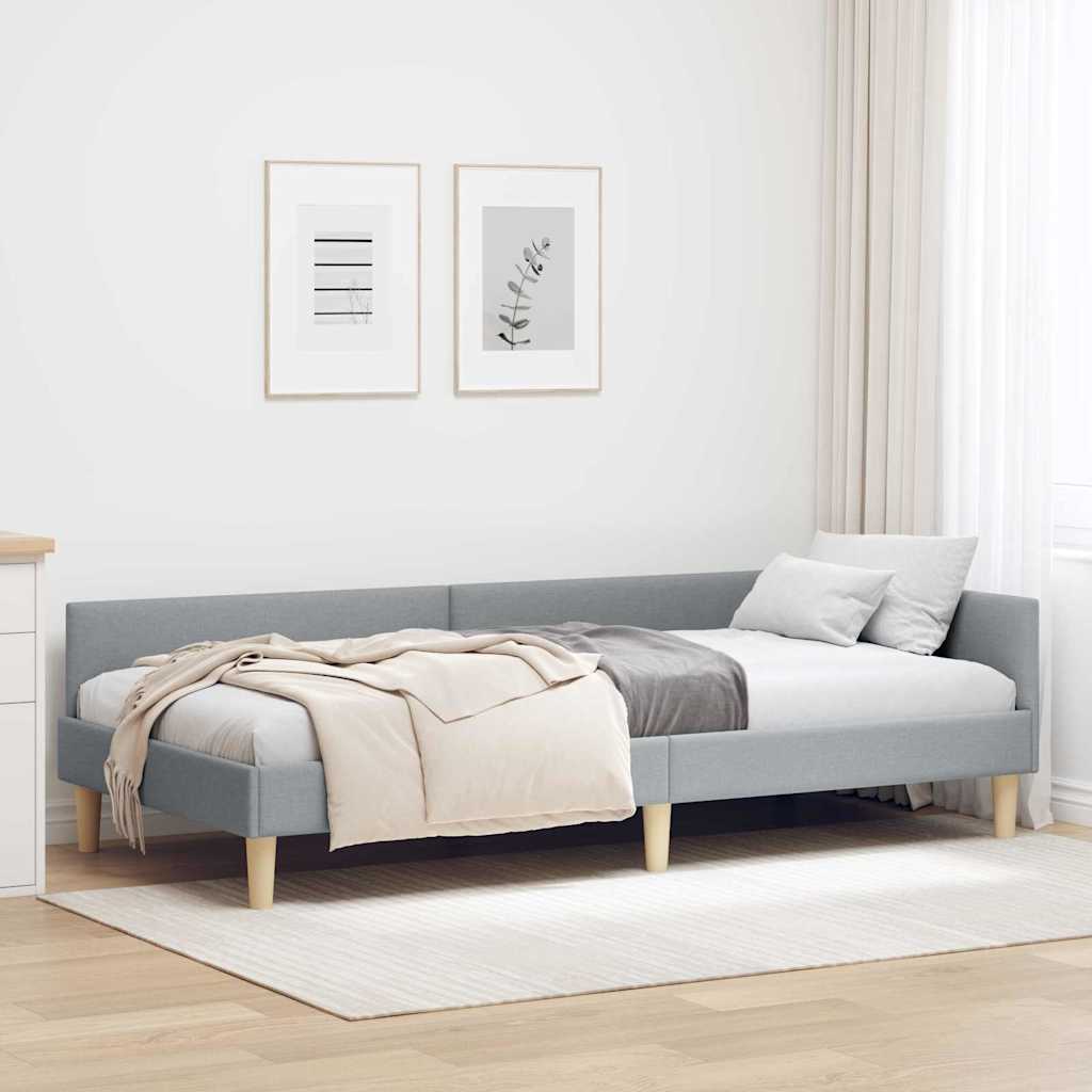 Kutni okvir kreveta Svijetlo siva 100 x 200 cm tkanina