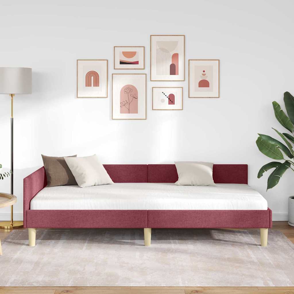 Kutni okvir kreveta Vinska crvena 100 x 200 cm tkanina