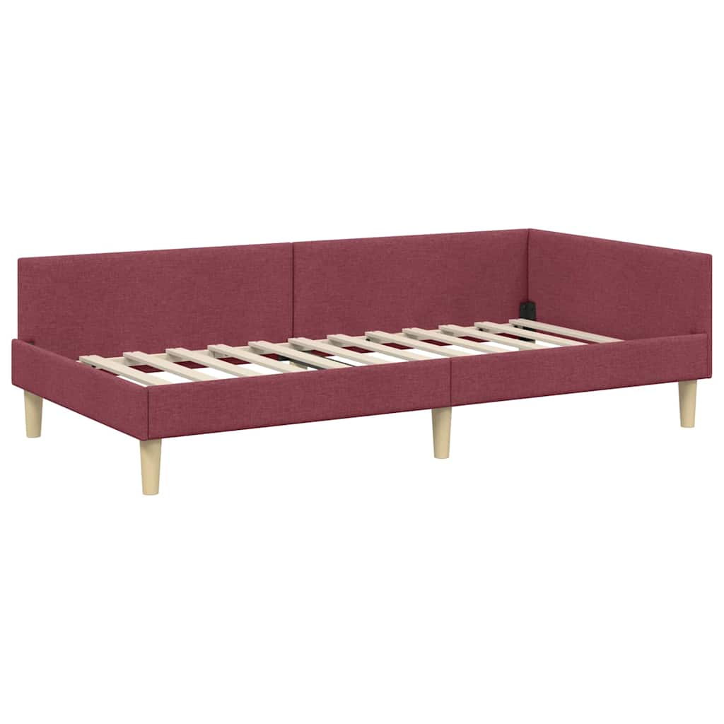 Kutni okvir kreveta Vinska crvena 100 x 200 cm tkanina