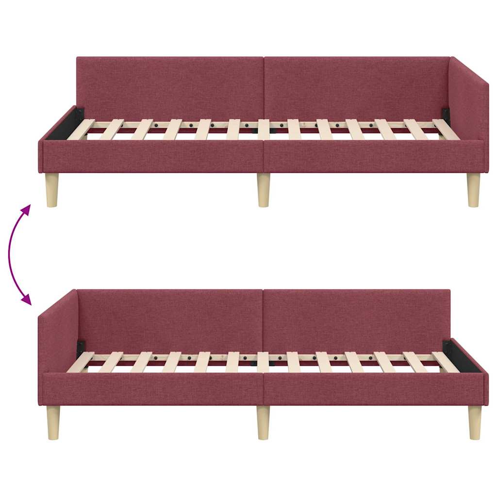 Kutni okvir kreveta Vinska crvena 100 x 200 cm tkanina