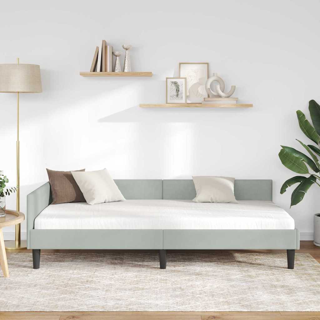 Kutni okvir kreveta Svijetlo siva 80 cm x 200 cm Baršun
