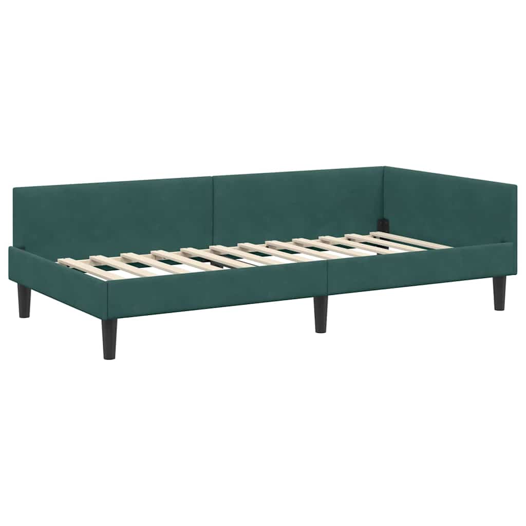 Kutni okvir kreveta Tamnozelena 80 cm x 200 cm Baršun