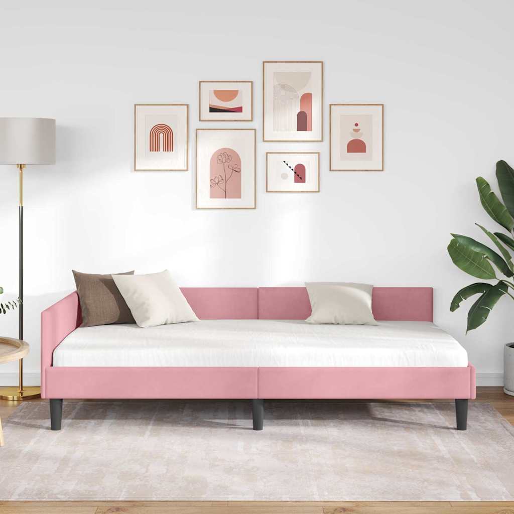 Kutni okvir kreveta Ružičasta 80 cm x 200 cm Baršun