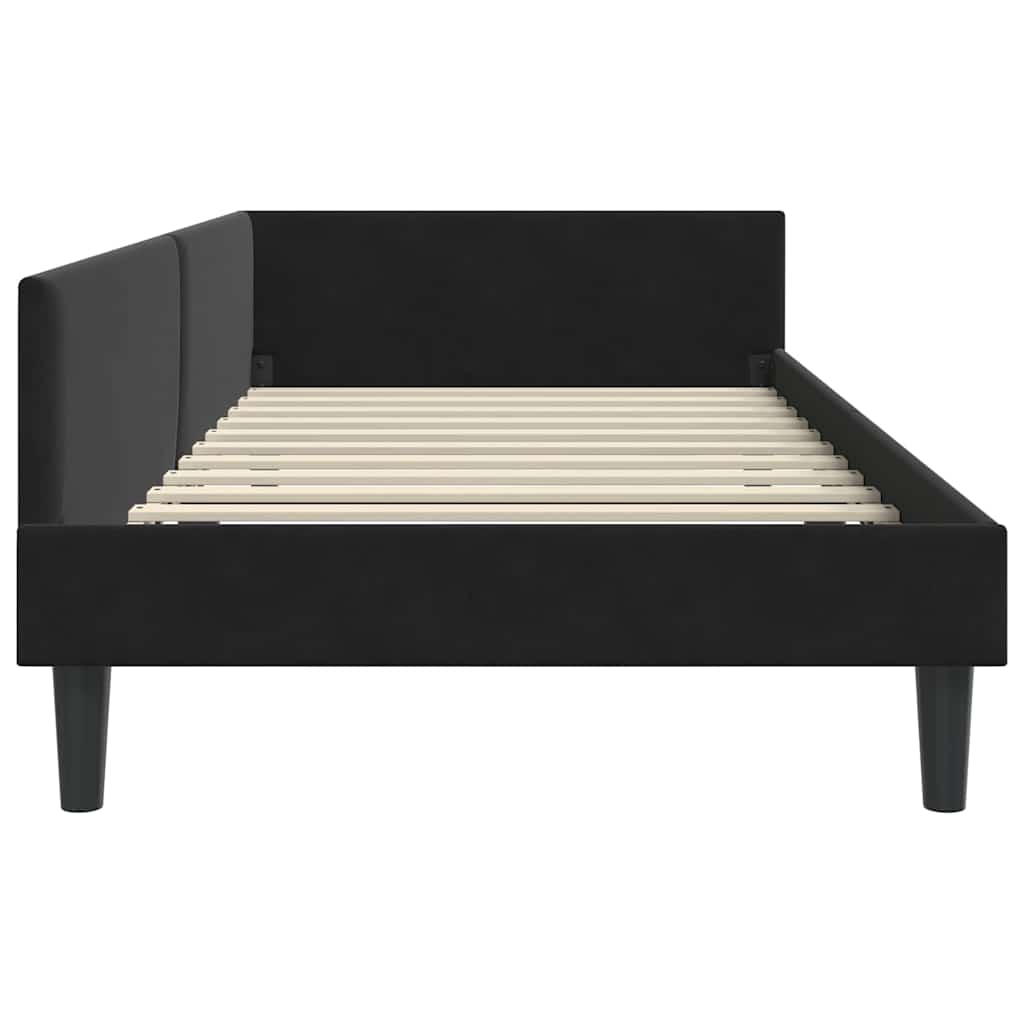 Kutni okvir kreveta s uzglavljem Crna 80 cm x 200 cm Baršun