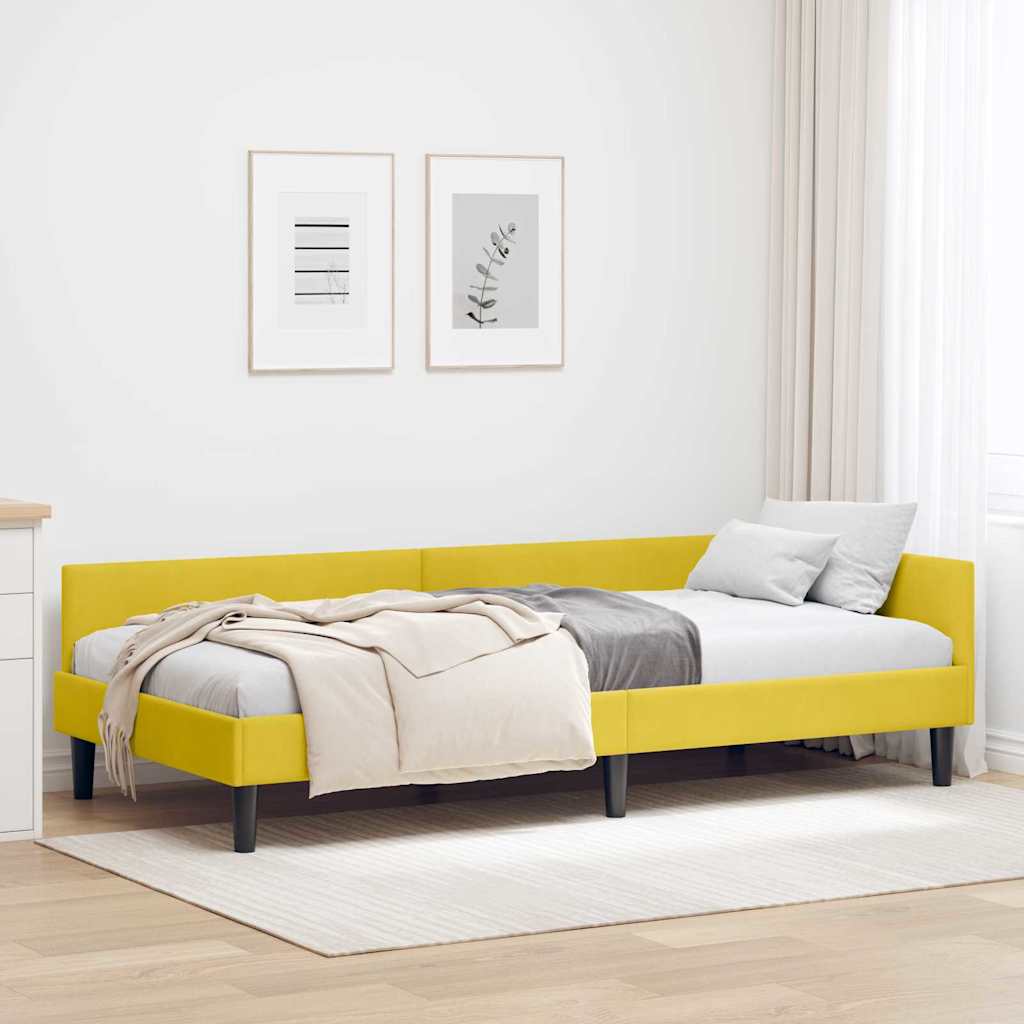 Kutni okvir kreveta s uzglavljem Žuta 80 cm x 200 cm Baršun