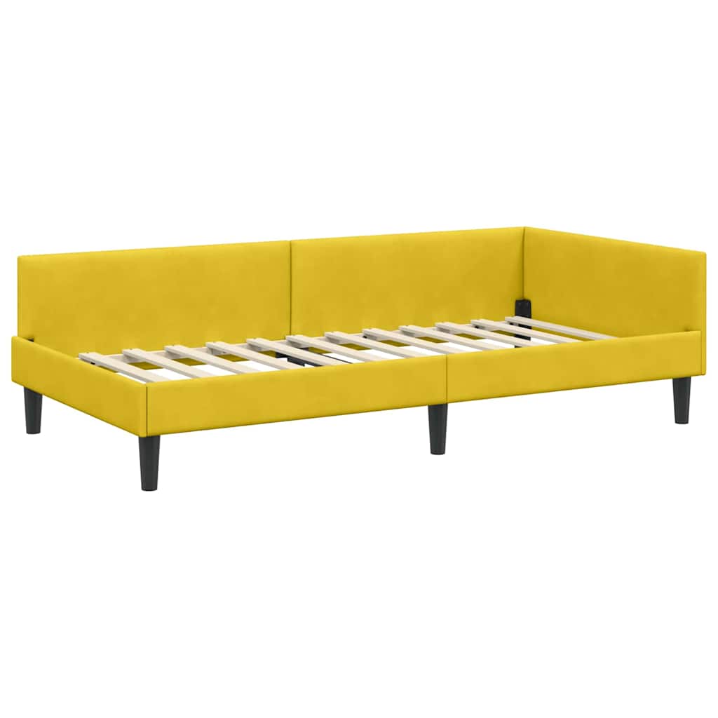 Kutni okvir kreveta s uzglavljem Žuta 80 cm x 200 cm Baršun
