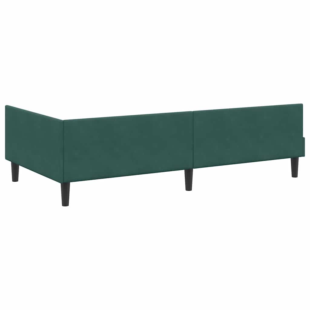 Kutni okvir kreveta Tamnozelena 90 cm x 190 cm Baršun