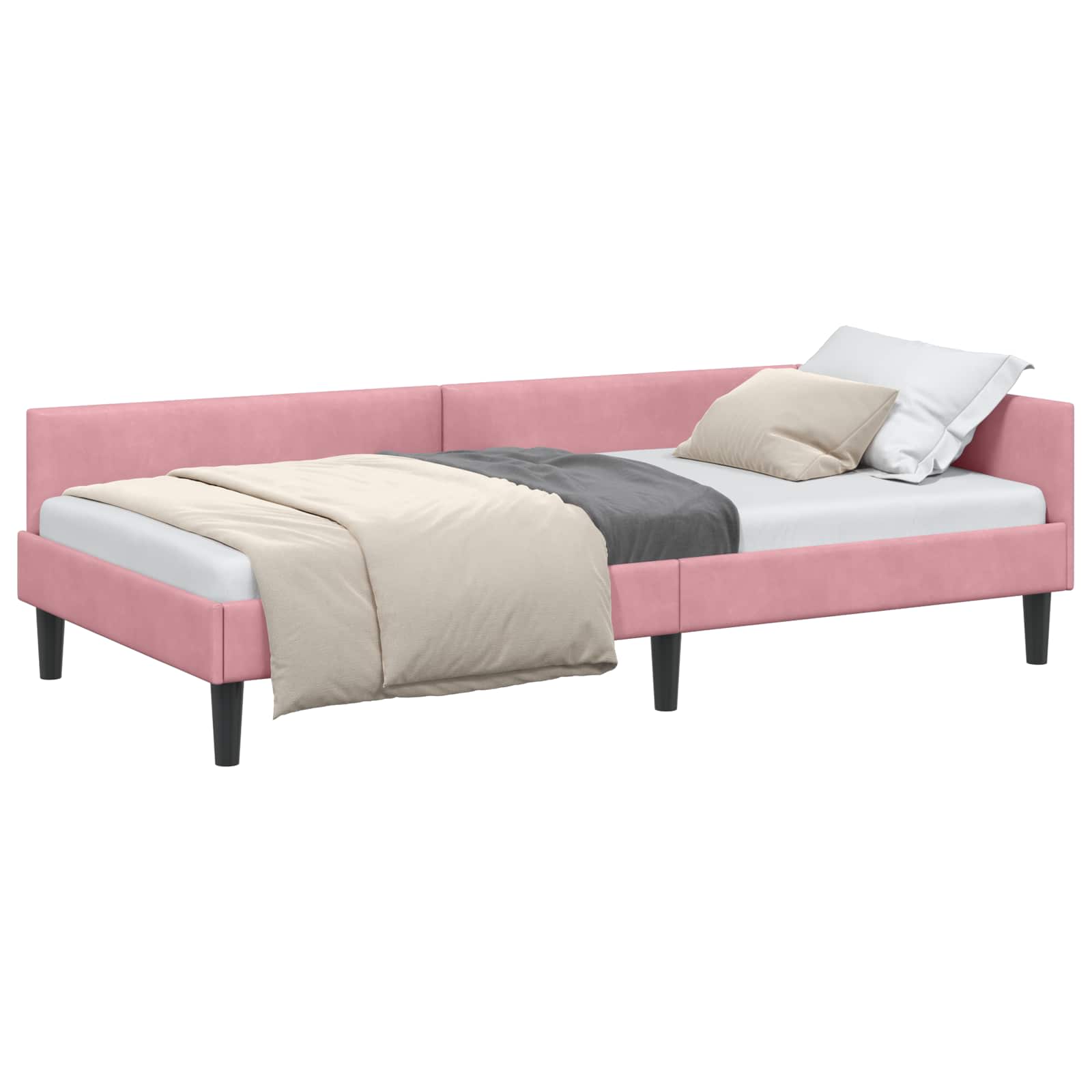 Kutni okvir kreveta Ružičasta 90 cm x 190 cm Baršun