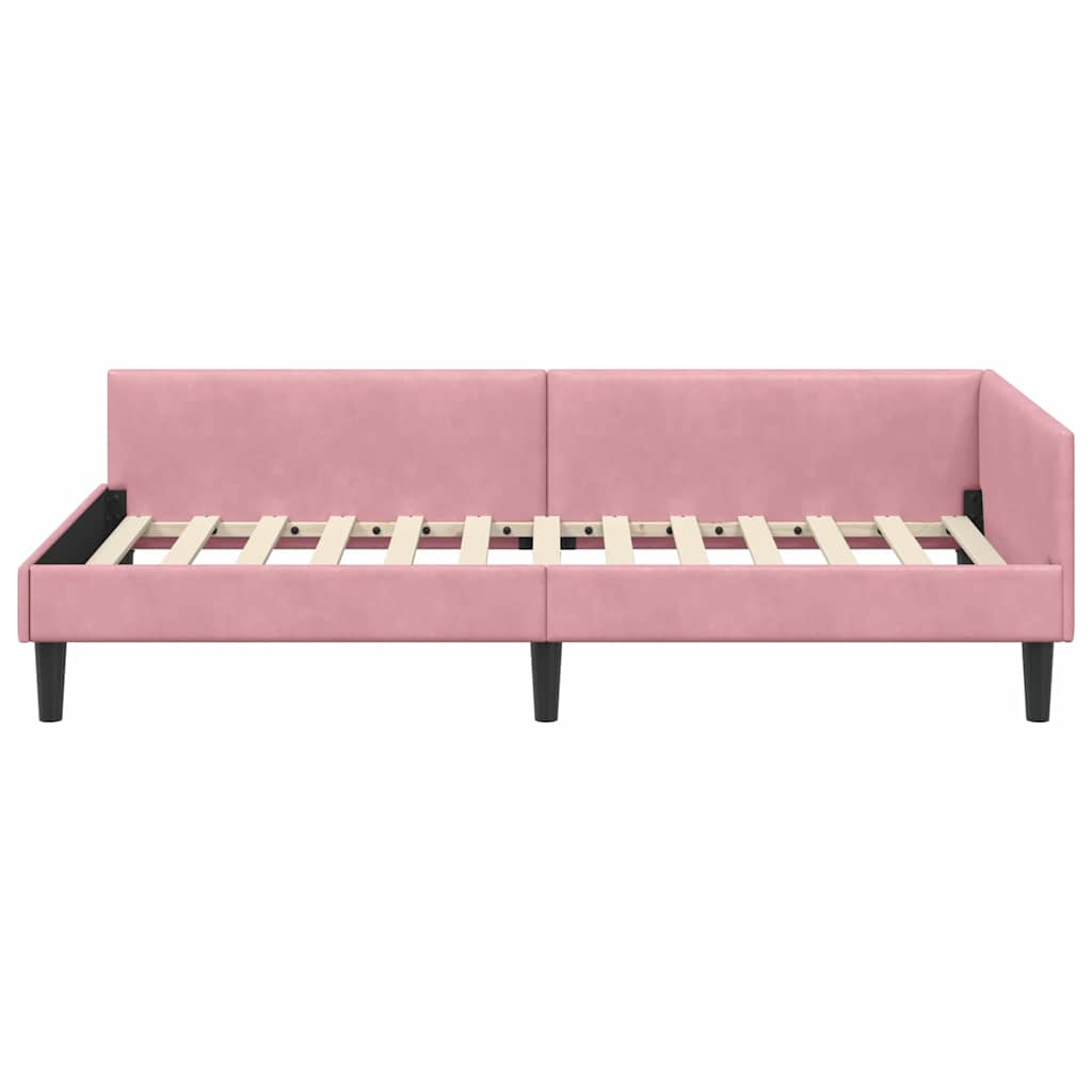Kutni okvir kreveta Ružičasta 90 cm x 190 cm Baršun