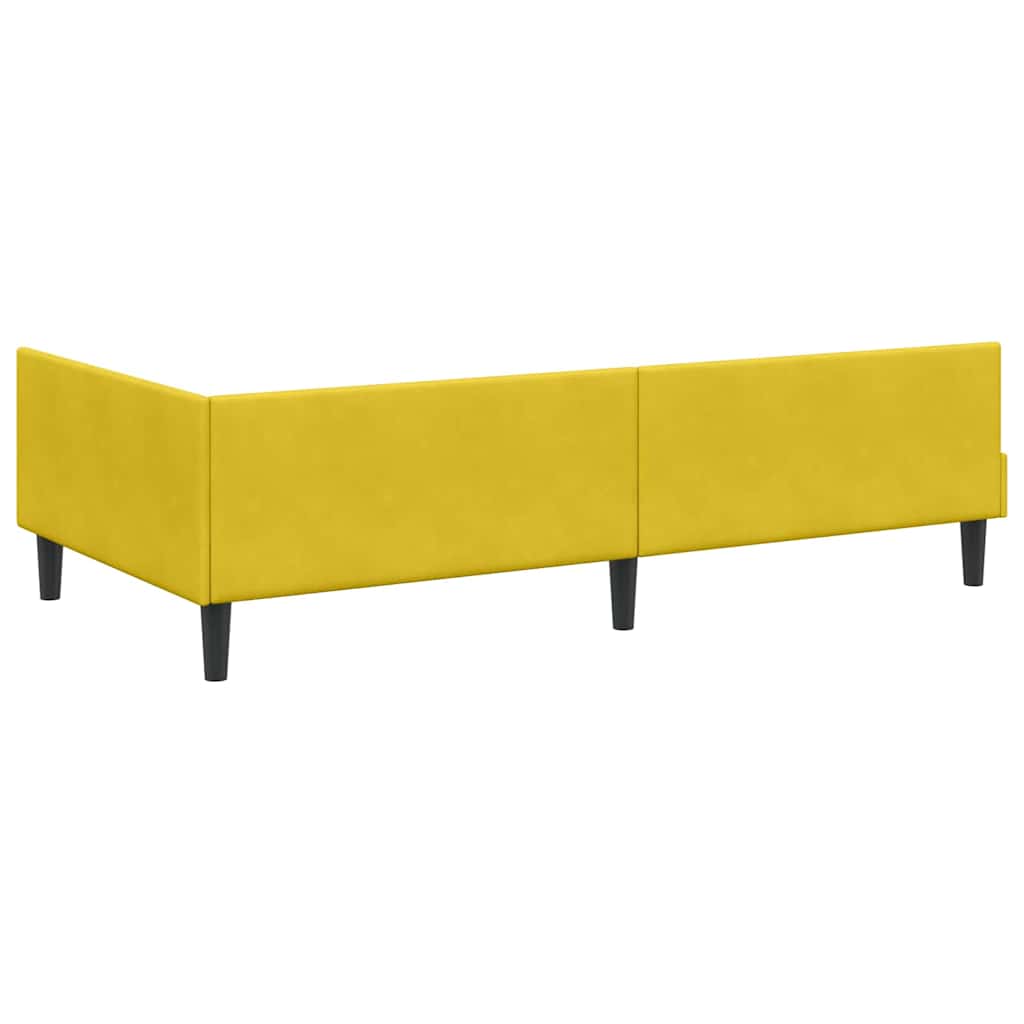 Kutni okvir kreveta s uzglavljem Žuta 90 cm x 190 cm Baršun