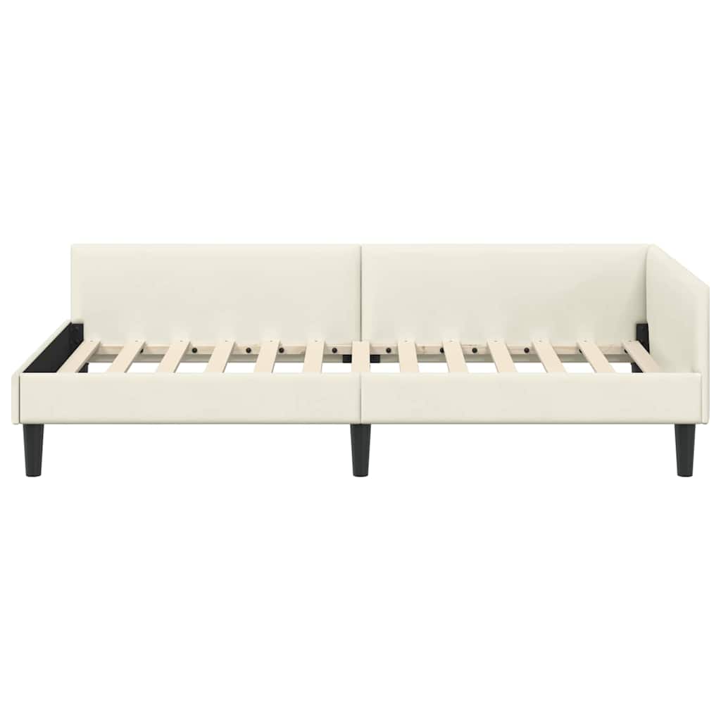 Kutni okvir kreveta s uzglavljem Krema 90 cm x 190 cm Baršun