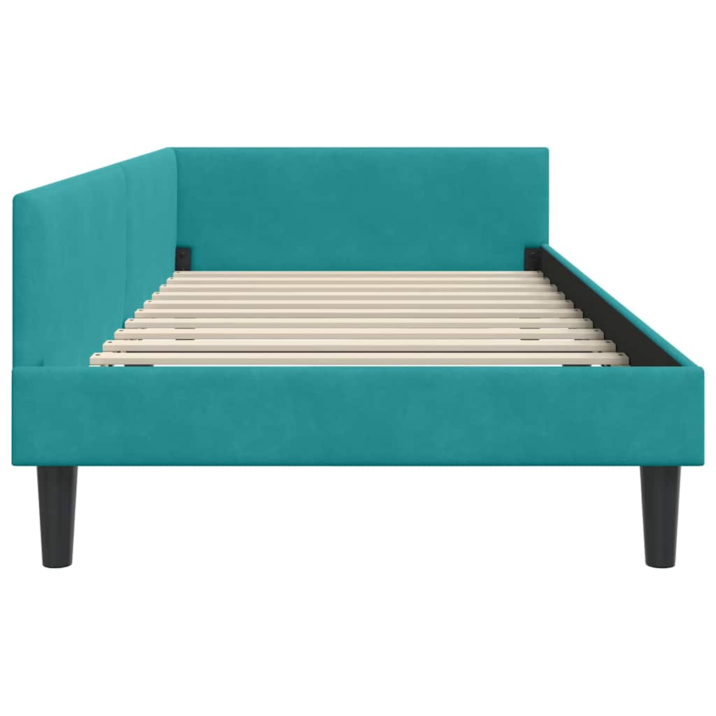 Kutni okvir kreveta s uzglavljem Tirkizna 90 cm x 190 cm Baršun