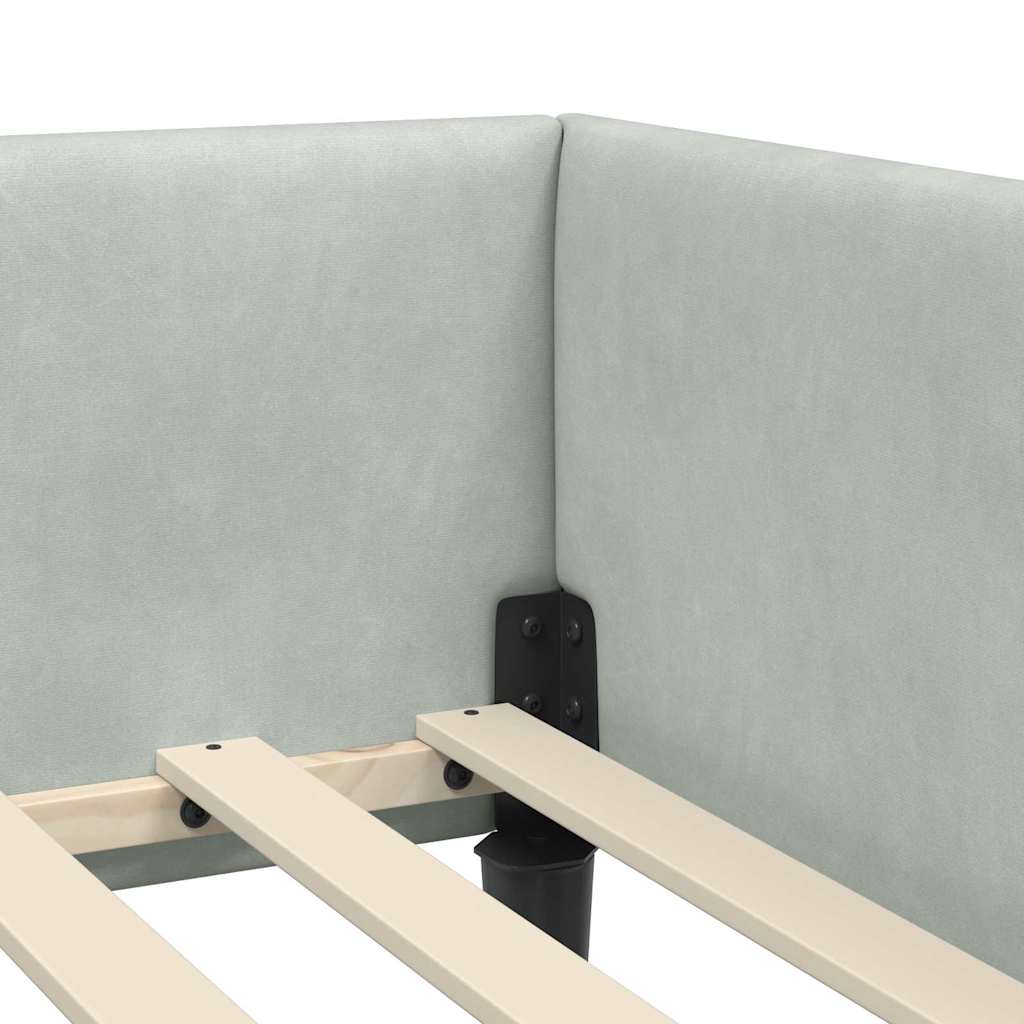 Kutni okvir kreveta Svijetlo siva 90 cm x 200 cm Baršun