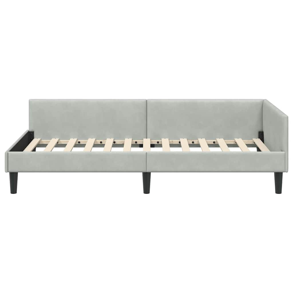 Kutni okvir kreveta Svijetlo siva 90 cm x 200 cm Baršun