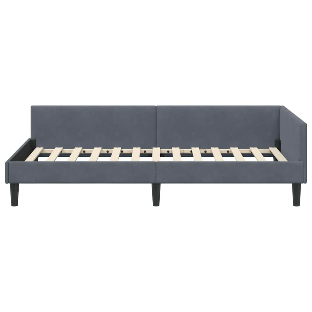 Kutni okvir kreveta Tamno siva 90 cm x 200 cm Baršun
