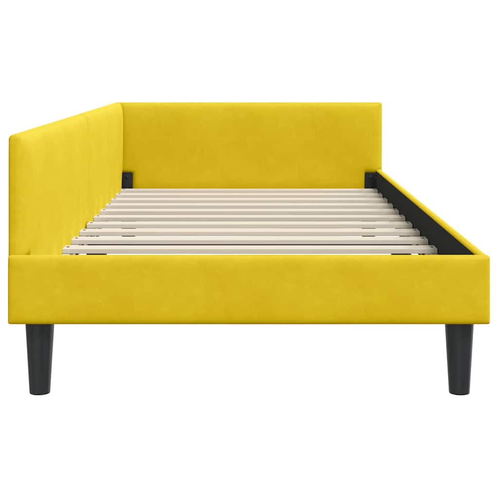 Kutni okvir kreveta s uzglavljem Žuta 90 cm x 200 cm Baršun