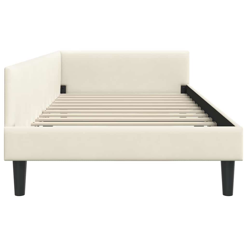 Kutni okvir kreveta s uzglavljem Krema 90 cm x 200 cm Baršun