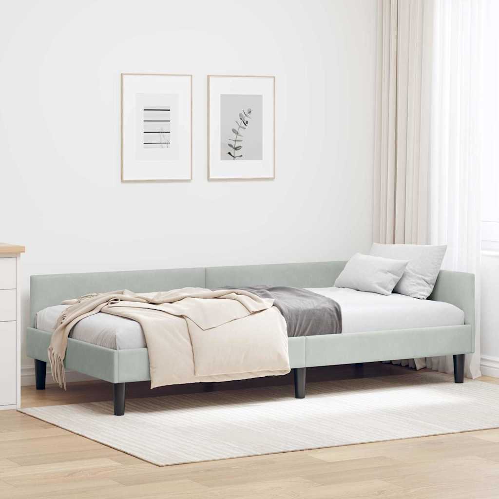Kutni okvir kreveta Svijetlo siva 100 cm x 200 cm Baršun