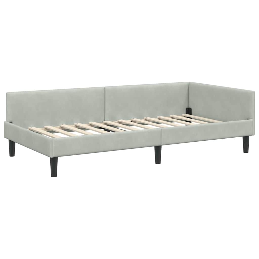 Kutni okvir kreveta Svijetlo siva 100 cm x 200 cm Baršun