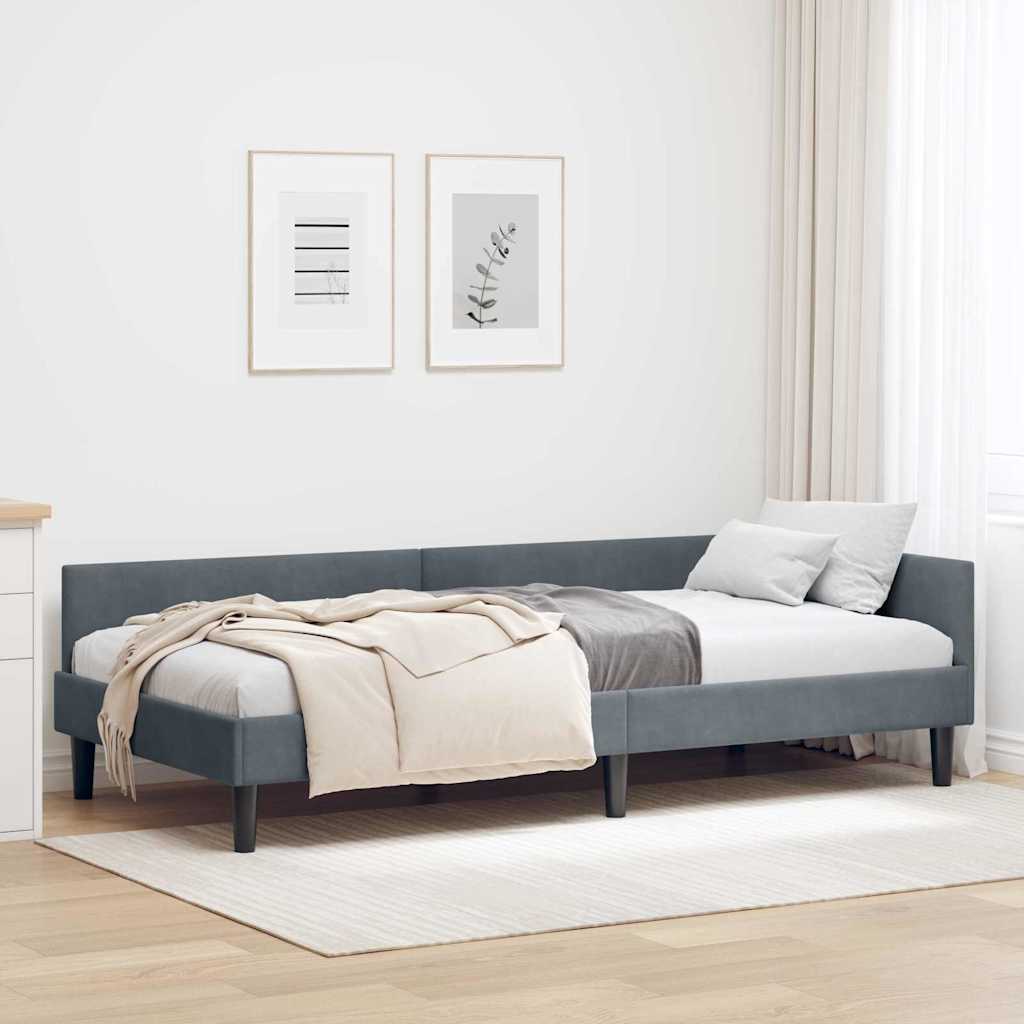 Kutni okvir kreveta Tamno siva 100 cm x 200 cm Baršun