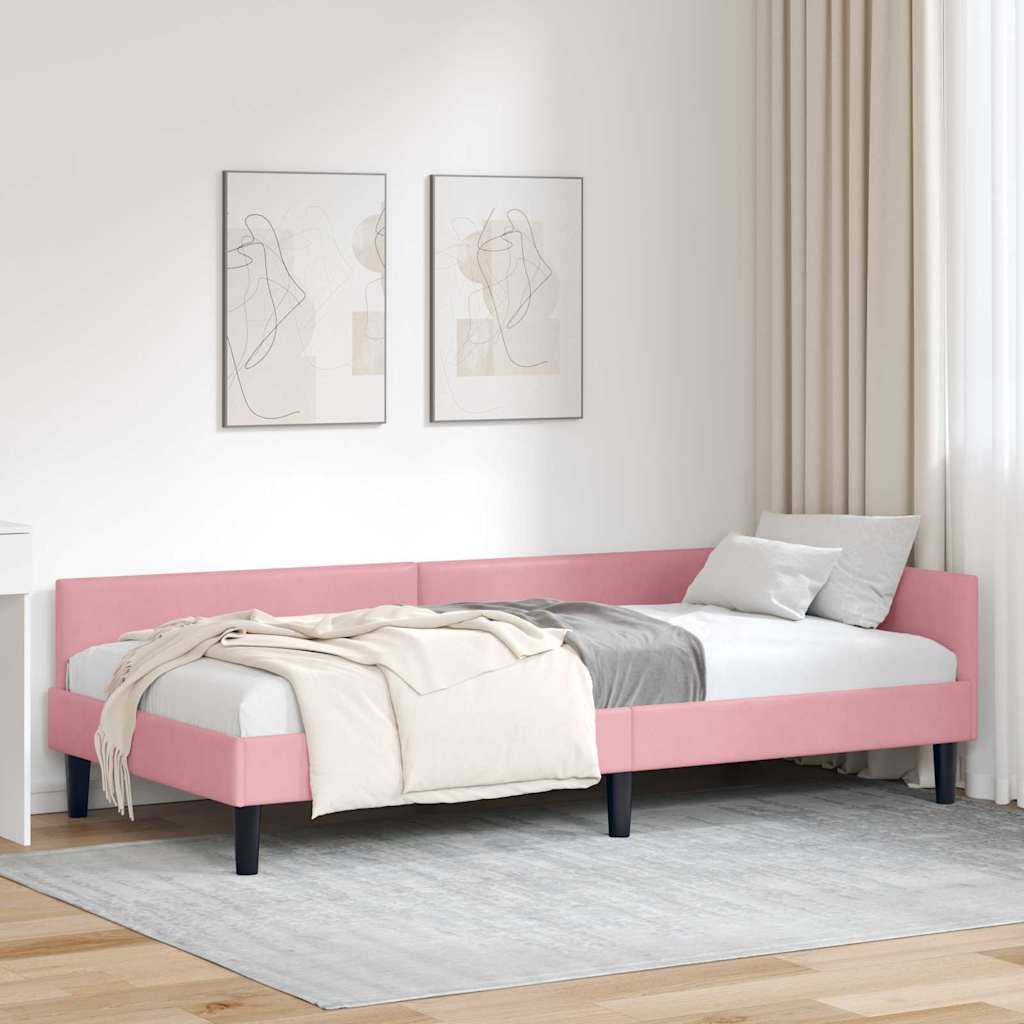 Kutni okvir kreveta Ružičasta 100 cm x 200 cm Baršun