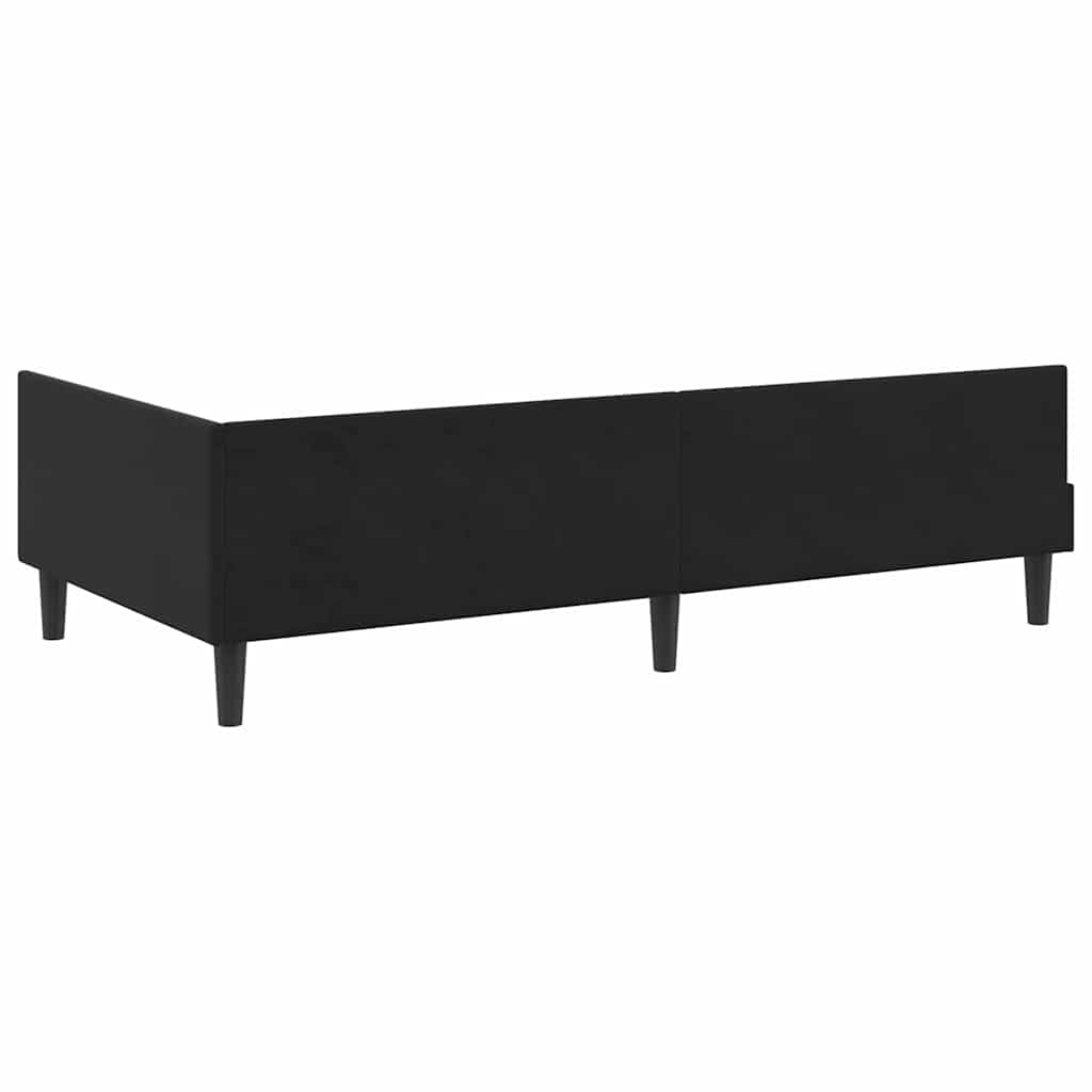 Kutni okvir kreveta s uzglavljem Crna 100 cm x 200 cm Baršun