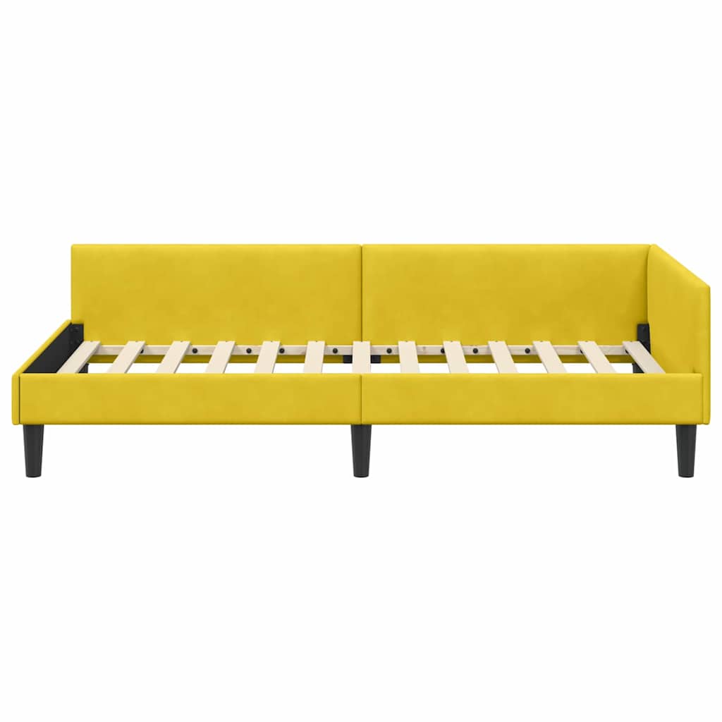 Kutni okvir kreveta s uzglavljem Žuta 100 cm x 200 cm Baršun