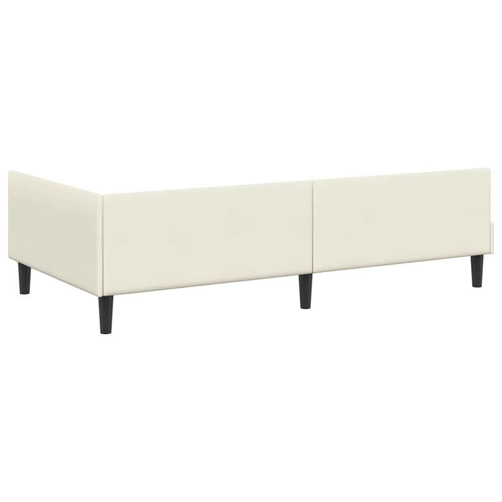 Kutni okvir kreveta s uzglavljem Krema 100 cm x 200 cm Baršun