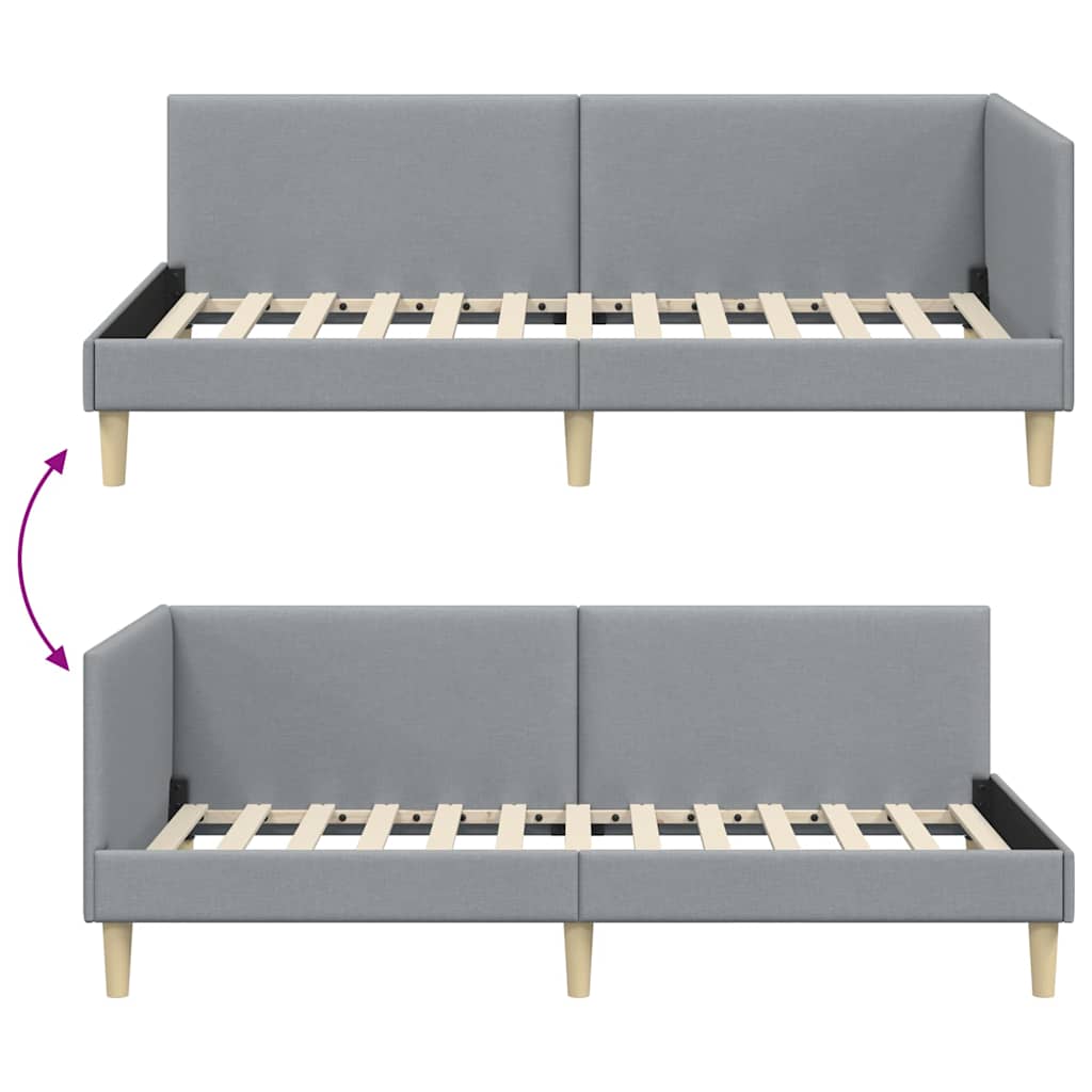 Kutni okvir kreveta s uzglavljem Svijetlo siva 80 cm x 200 cm