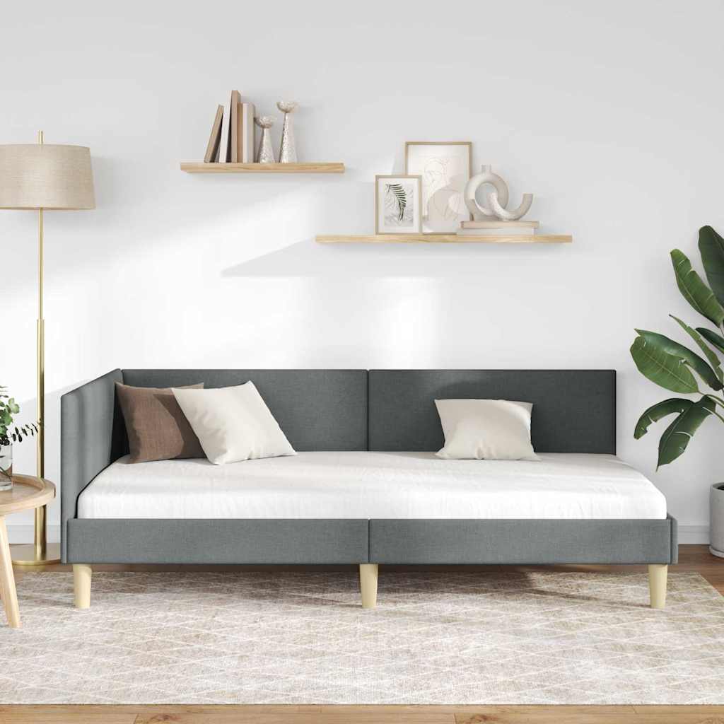 Kutni okvir kreveta s uzglavljem Tamno siva 80 cm x 200 cm