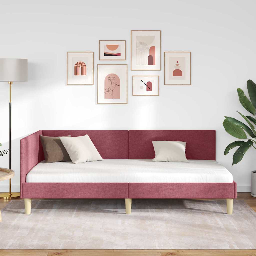 Kutni okvir kreveta s uzglavljem Vinska crvena 80 cm x 200 cm