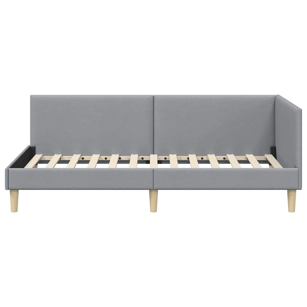 Kutni okvir kreveta s uzglavljem Svijetlo siva 90 cm x 190 cm