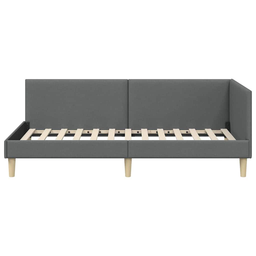 Kutni okvir kreveta s uzglavljem Tamno siva 90 cm x 190 cm
