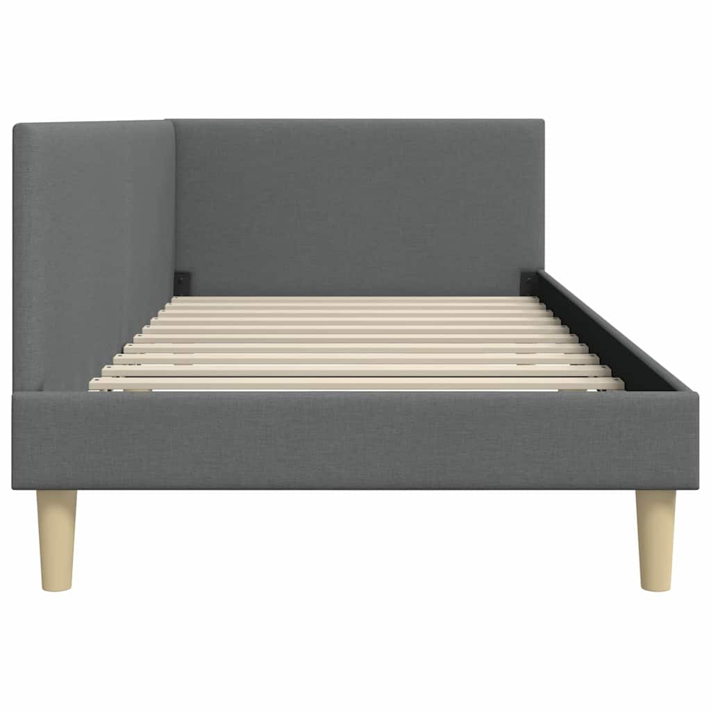 Kutni okvir kreveta s uzglavljem Tamno siva 90 cm x 190 cm