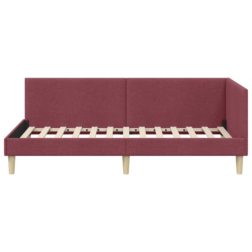 Kutni okvir kreveta s uzglavljem Vinska crvena 90 cm x 190 cm