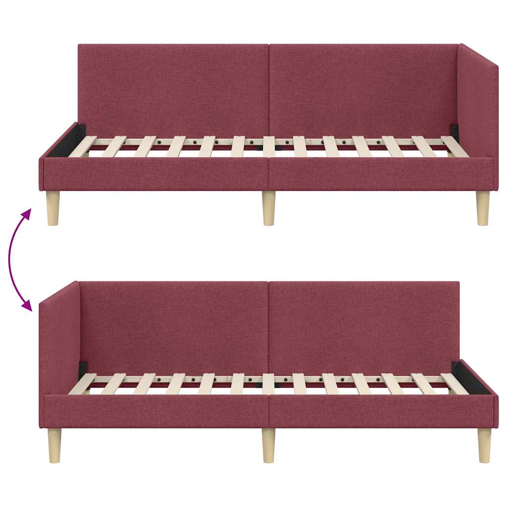 Kutni okvir kreveta s uzglavljem Vinska crvena 90 cm x 190 cm