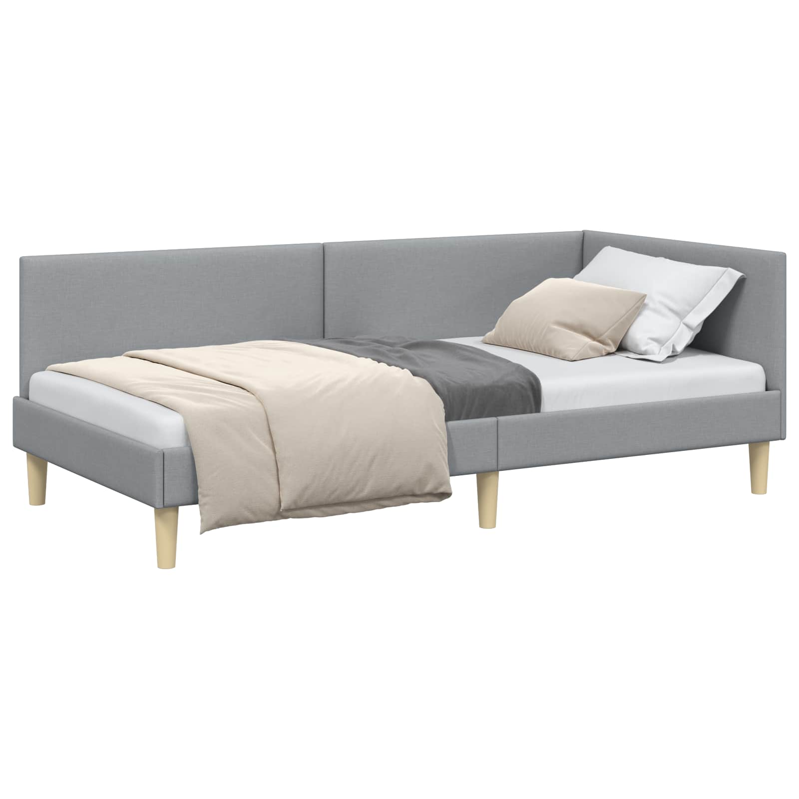 Kutni okvir kreveta s uzglavljem Svijetlo siva 90 cm x 200 cm