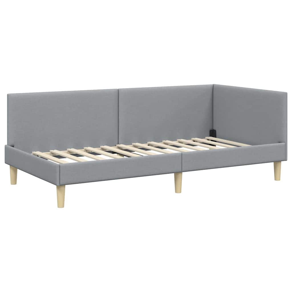 Kutni okvir kreveta s uzglavljem Svijetlo siva 90 cm x 200 cm