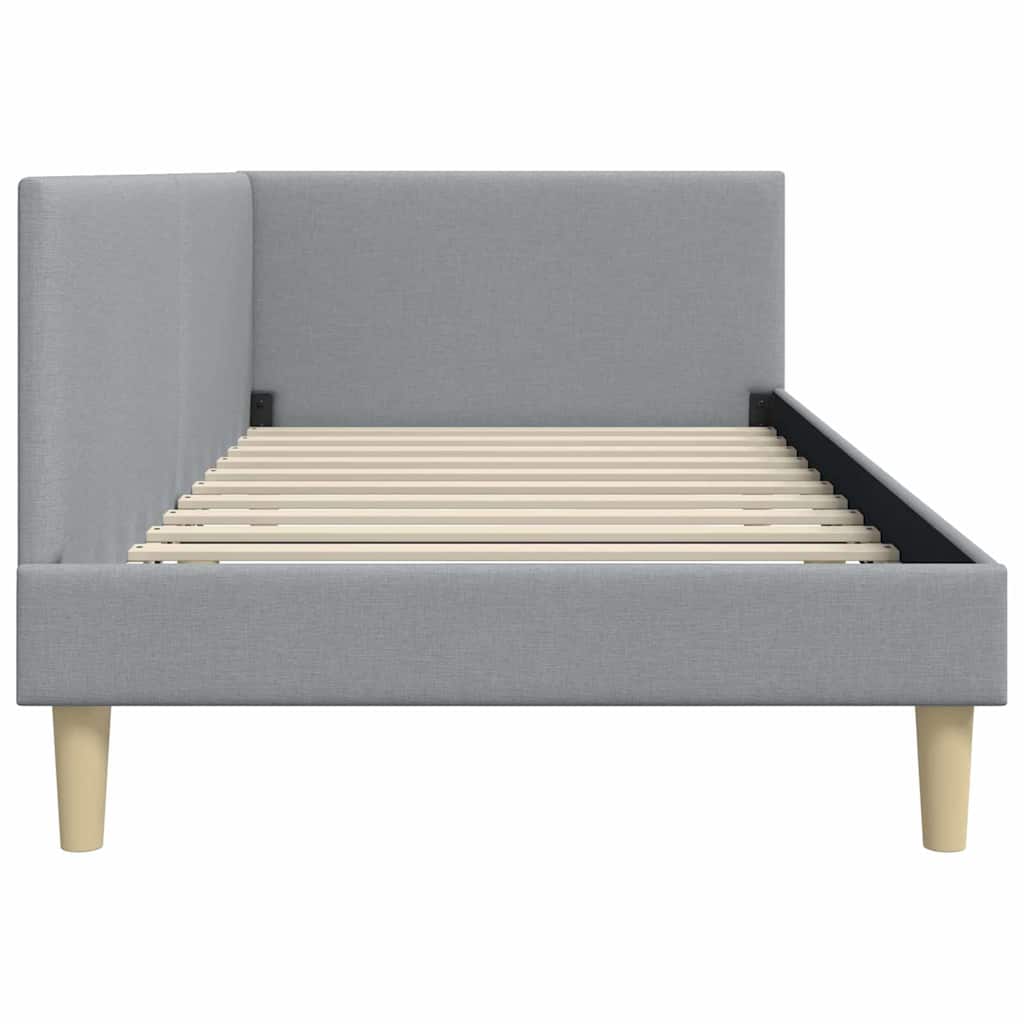 Kutni okvir kreveta s uzglavljem Svijetlo siva 90 cm x 200 cm