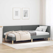 Kutni okvir kreveta s uzglavljem Tamno siva 90 cm x 200 cm