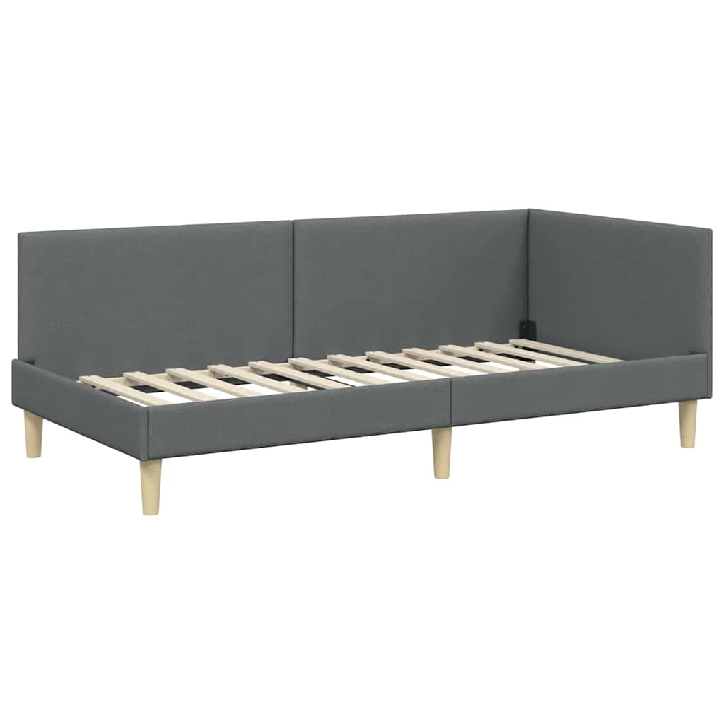 Kutni okvir kreveta s uzglavljem Tamno siva 90 cm x 200 cm