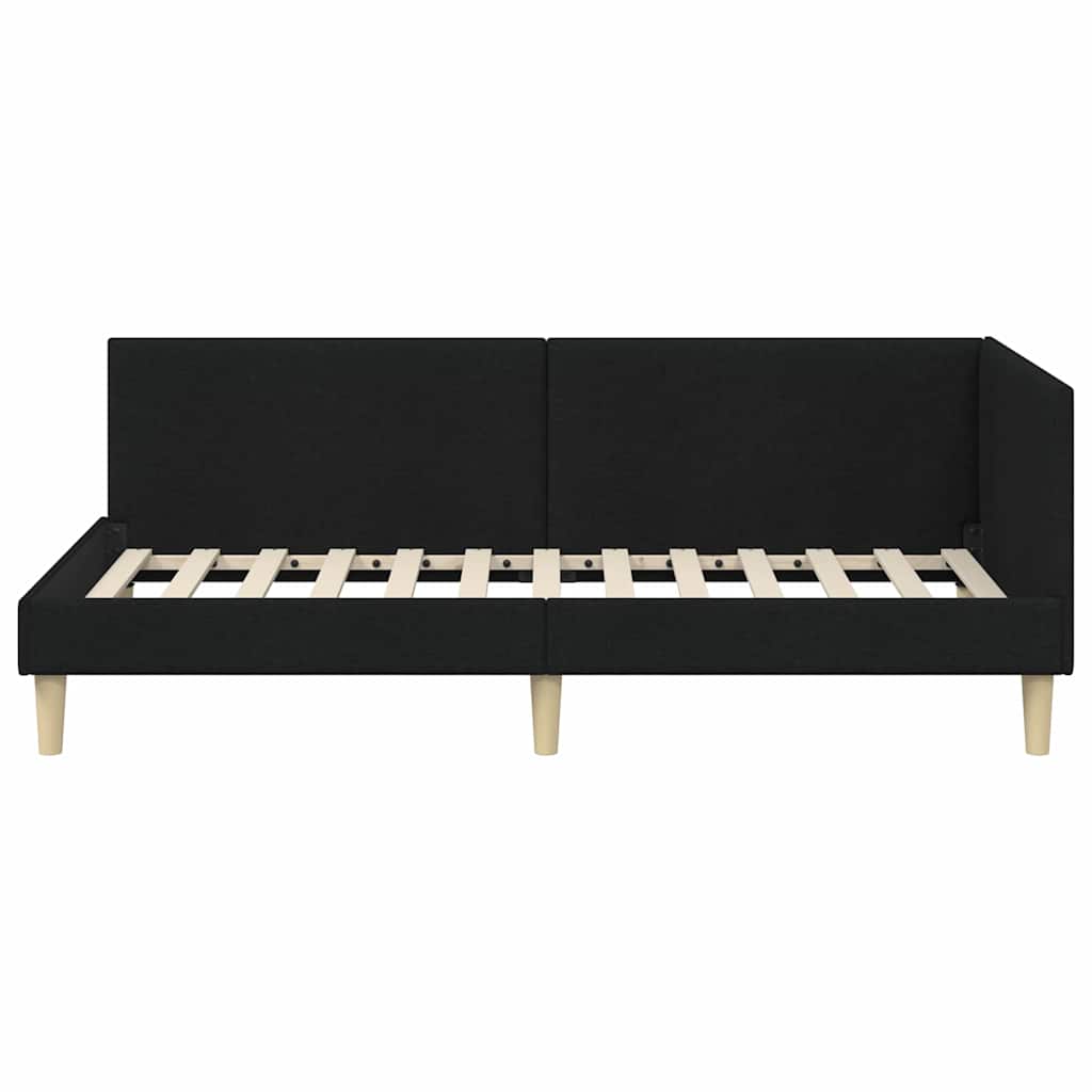 Kutni okvir kreveta Crna 90 cm x 200 cm Tkanina i šperploča