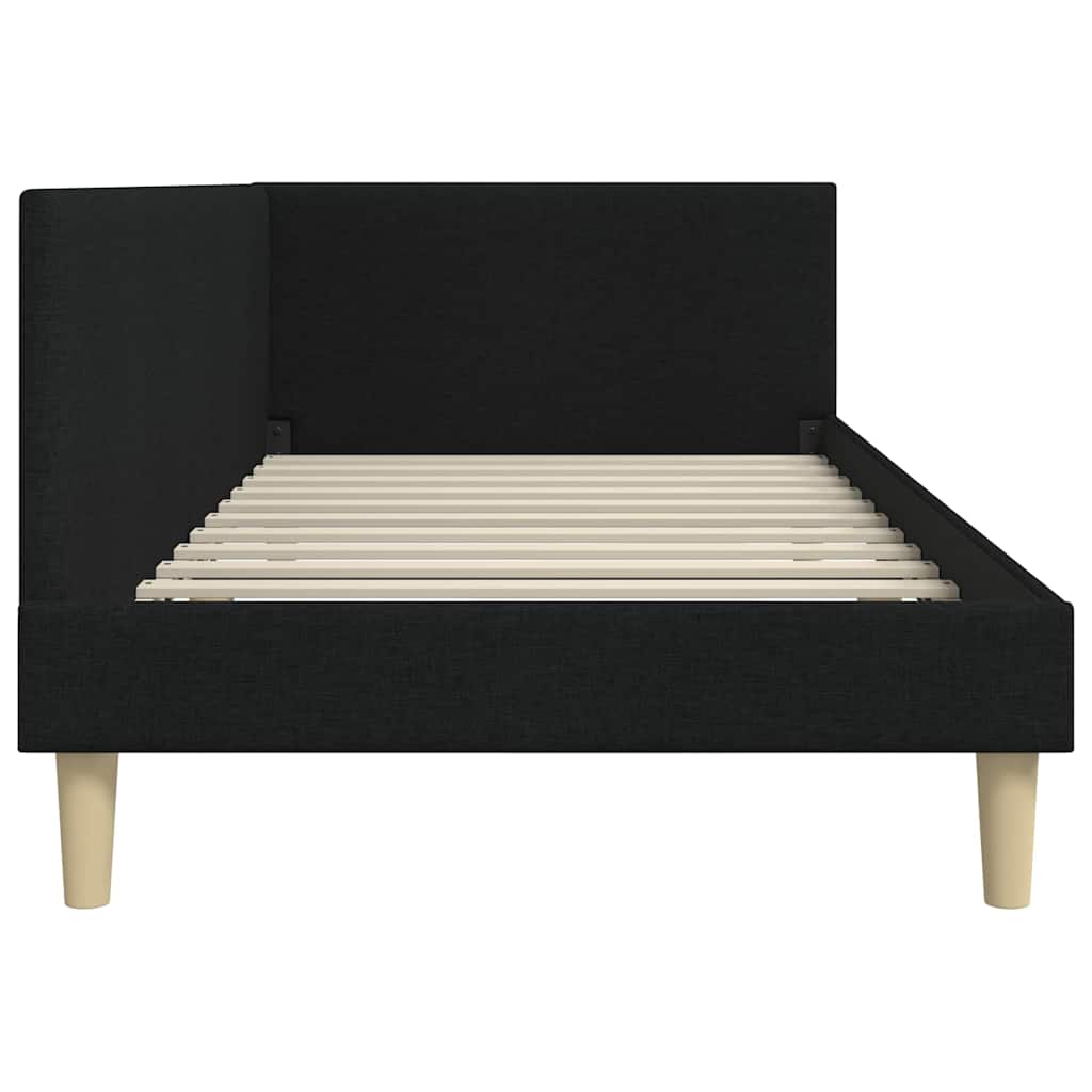 Kutni okvir kreveta Crna 90 cm x 200 cm Tkanina i šperploča