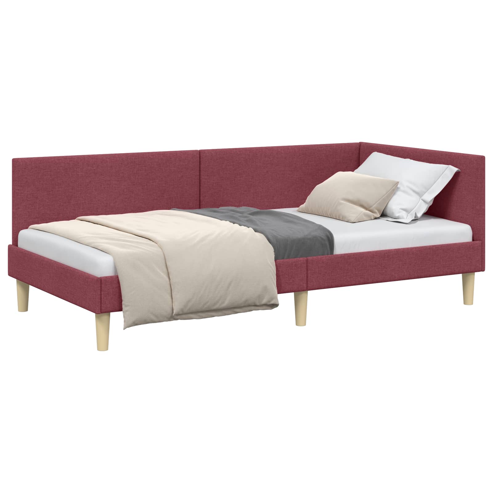 Kutni okvir kreveta s uzglavljem Vinska crvena 90 cm x 200 cm