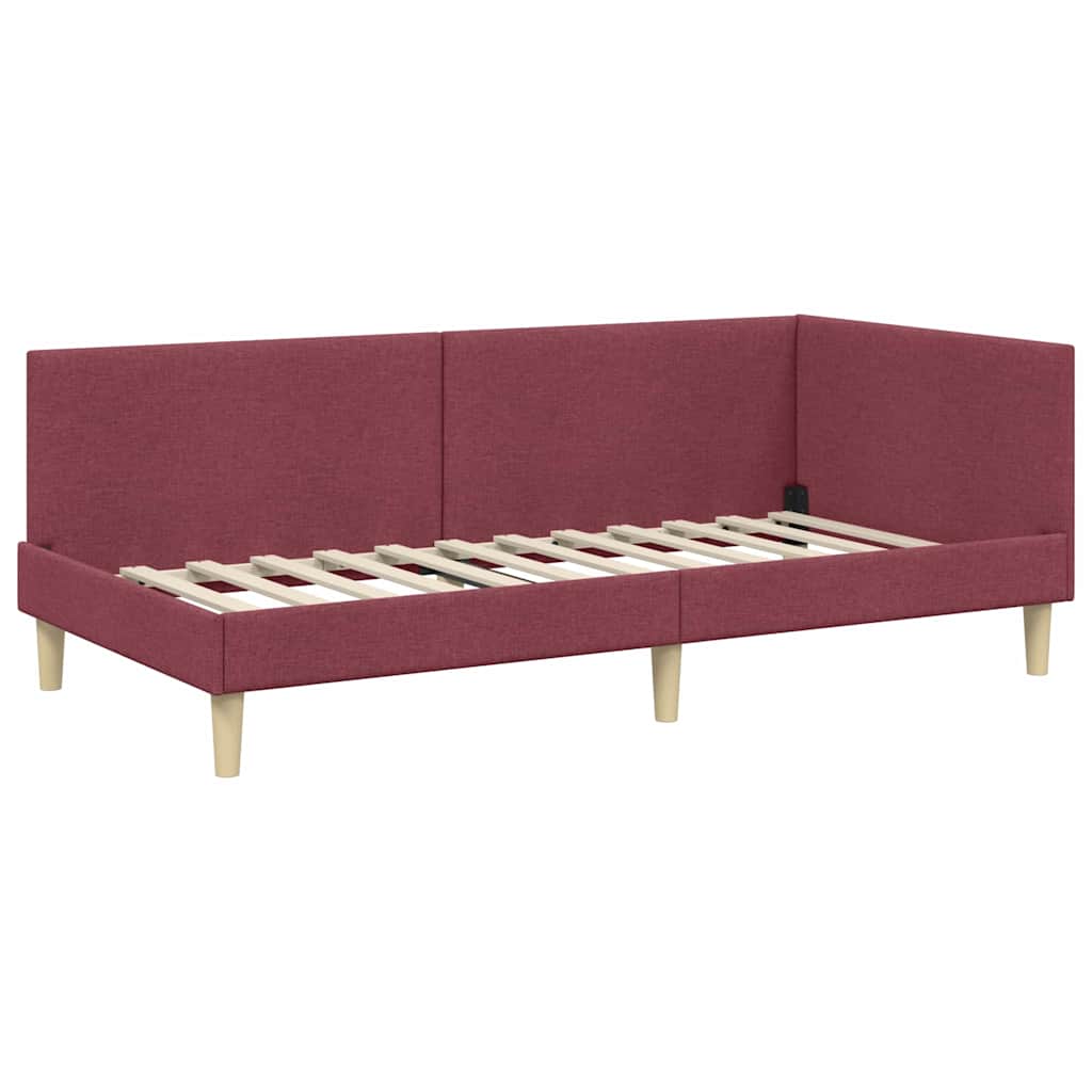 Kutni okvir kreveta s uzglavljem Vinska crvena 90 cm x 200 cm